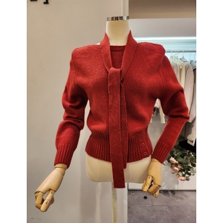 머플러 보트넥 니트 세트