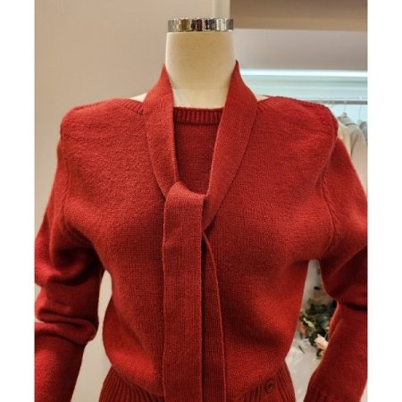 머플러 보트넥 니트 세트