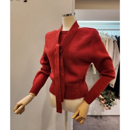 머플러 보트넥 니트 세트