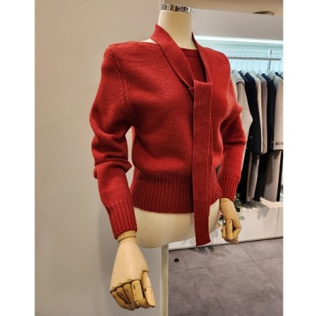 머플러 보트넥 니트 세트