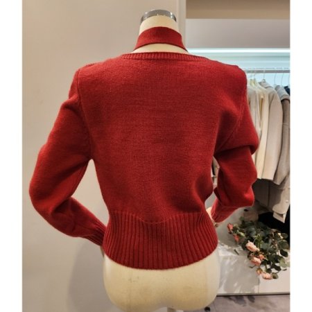 머플러 보트넥 니트 세트