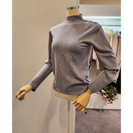 어깨 소매 장식 반목 니트