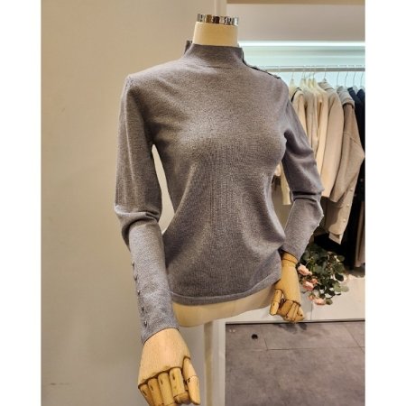 어깨 소매 장식 반목 니트