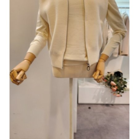 후드넥 무지 집업 니트조끼