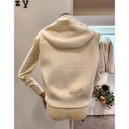 후드넥 무지 집업 니트조끼