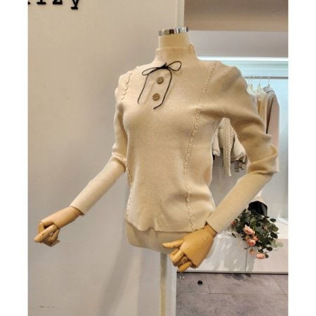 리본 롤링 포인트 골지 니트