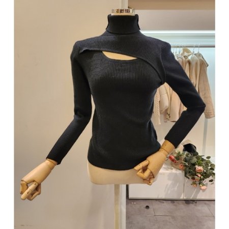 폴라 슬릿 골지 니트