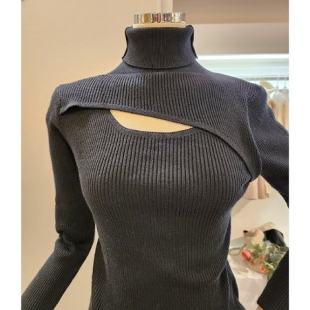 폴라 슬릿 골지 니트