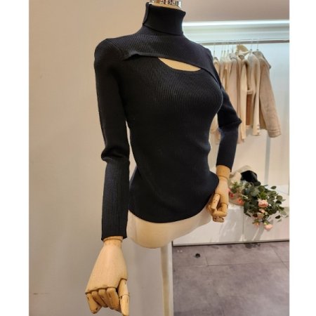 폴라 슬릿 골지 니트