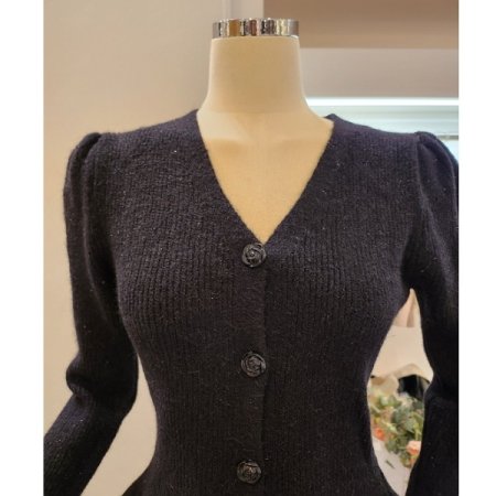 브이넥 퍼프 에이라인 니트