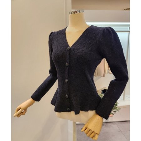 브이넥 퍼프 에이라인 니트