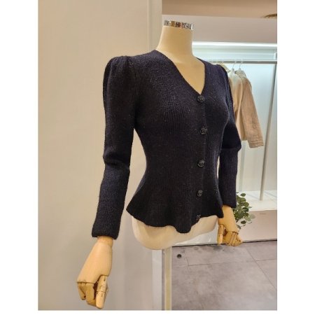 브이넥 퍼프 에이라인 니트