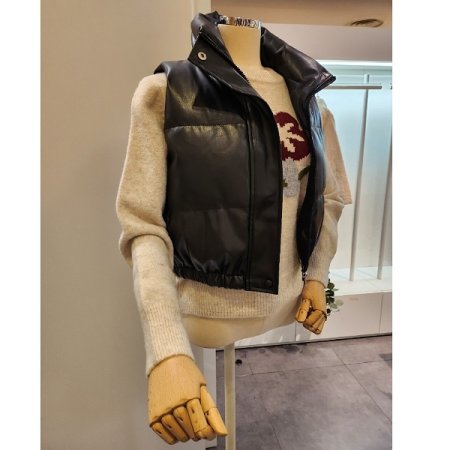 레자 숏 패딩 조끼