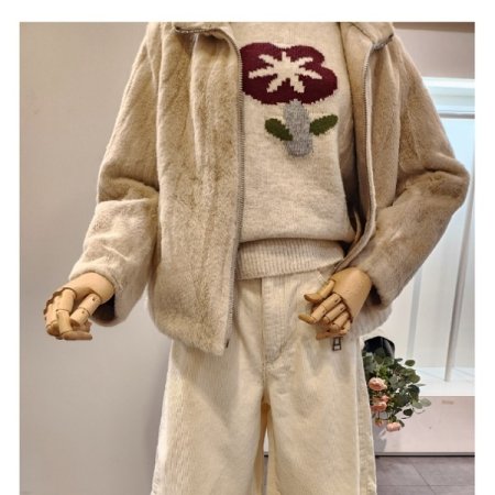 퍼 스트링 집업 하이넥 점퍼