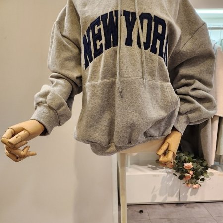 레터링 오버핏 기모 후드 티셔츠