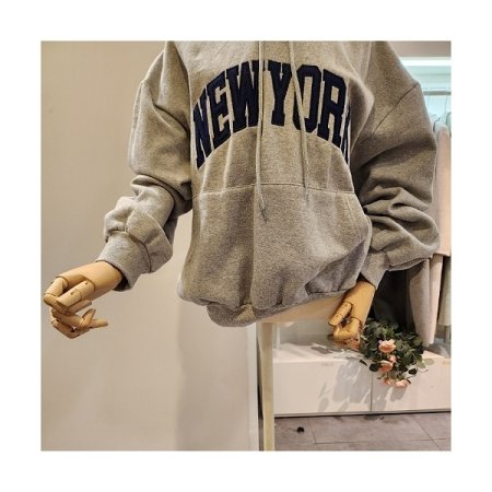 레터링 오버핏 기모 후드 티셔츠