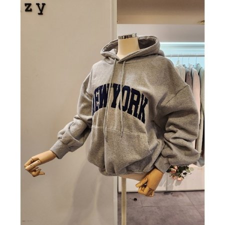 레터링 오버핏 기모 후드 티셔츠