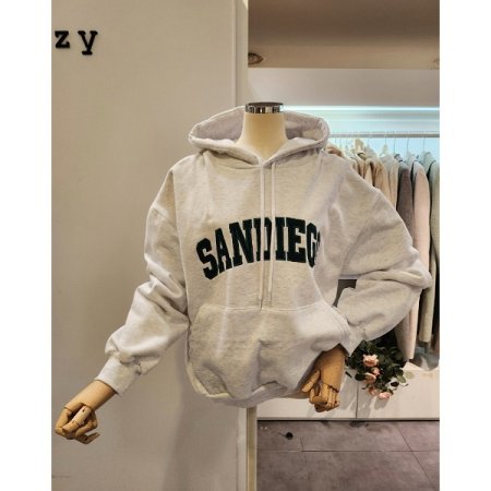 앞 포켓 레터링 기모 후드 티셔츠