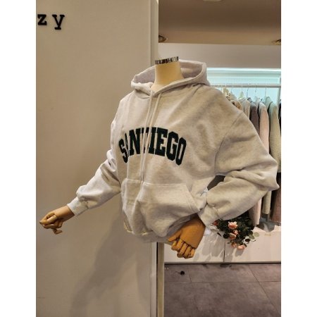 앞 포켓 레터링 기모 후드 티셔츠