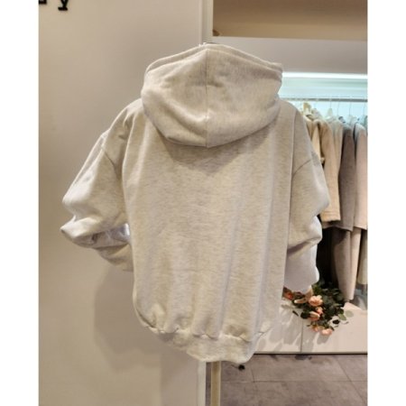 앞 포켓 레터링 기모 후드 티셔츠