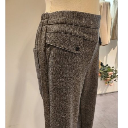 뒷밴딩 헤링본 모직 팬츠
