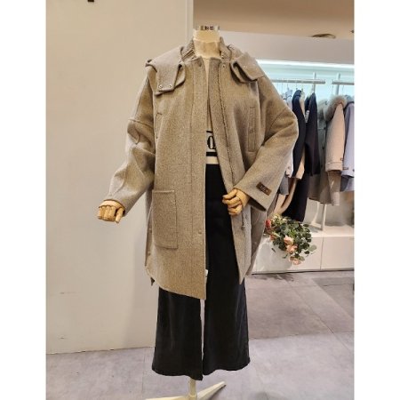 알파카 블랜디드 집업 롱 코트