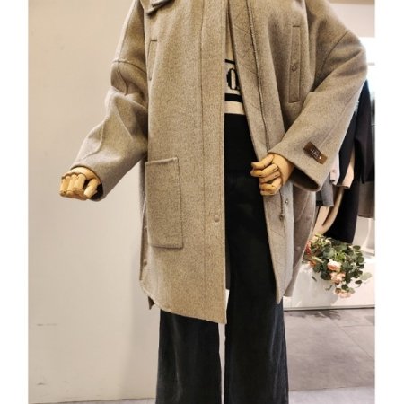 알파카 블랜디드 집업 롱 코트