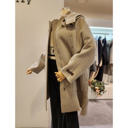 알파카 블랜디드 집업 롱 코트