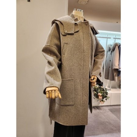 알파카 블랜디드 집업 롱 코트