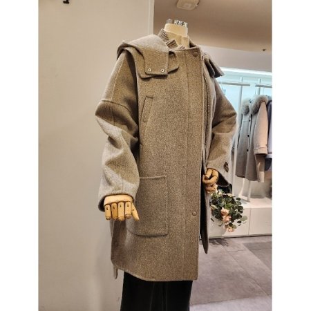 알파카 블랜디드 집업 롱 코트