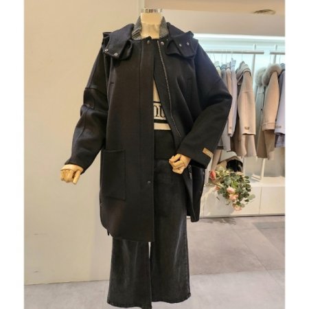 알파카 블랜디드 집업 롱 코트