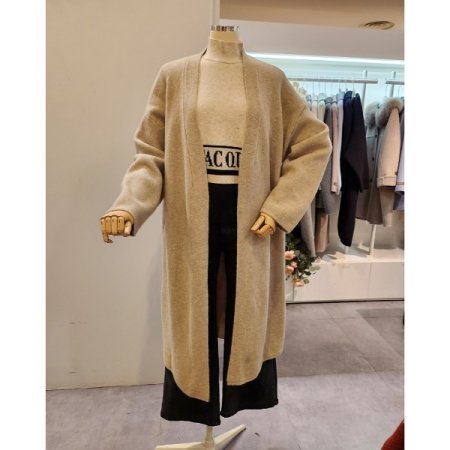 숄카라 무지 롱 가디건