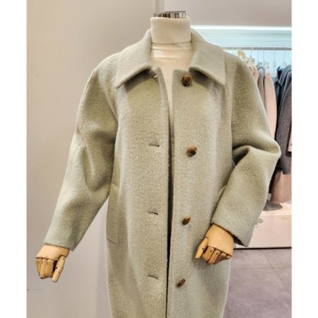 울 블랜디드 버튼 롱 코트