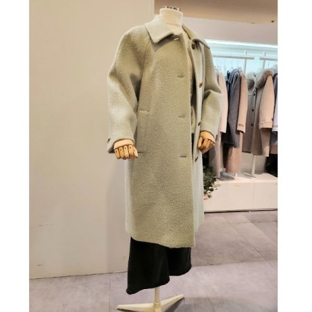 울 블랜디드 버튼 롱 코트