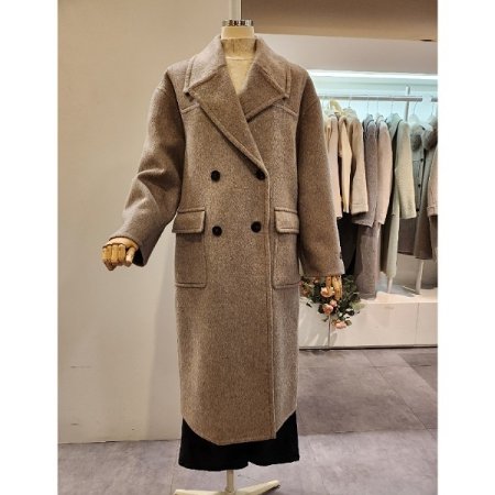 양포켓 알파카 울 더블 코트