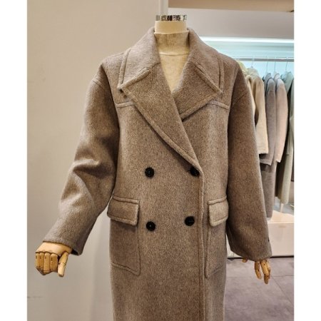 양포켓 알파카 울 더블 코트