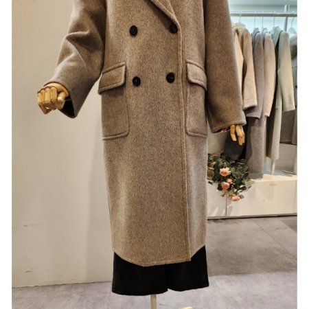 양포켓 알파카 울 더블 코트