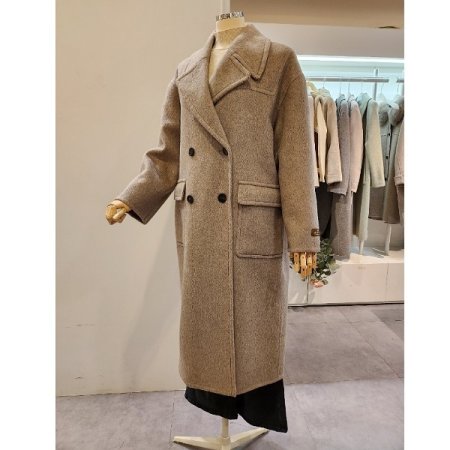 양포켓 알파카 울 더블 코트