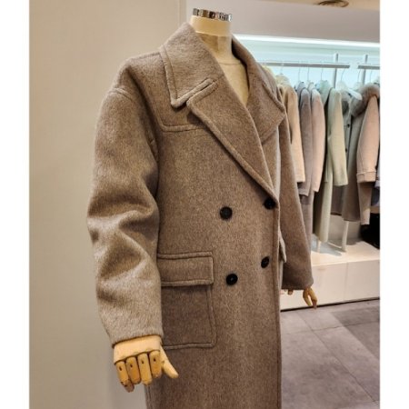 양포켓 알파카 울 더블 코트