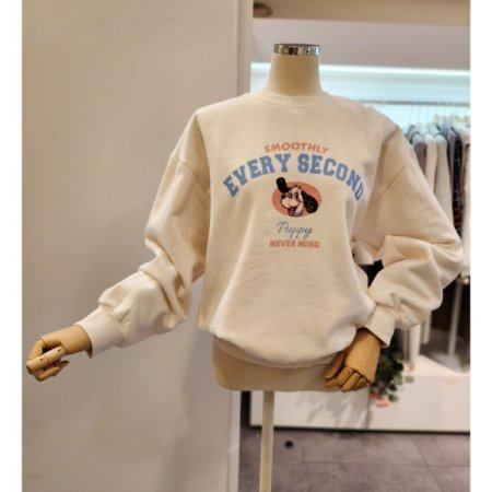 도그 캐릭터 기모 맨투맨티셔츠