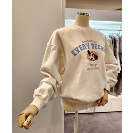 도그 캐릭터 기모 맨투맨티셔츠