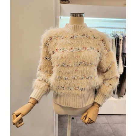 골지 디테일 컬러풀 니트