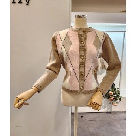 컬러 다이아 니트 가디건