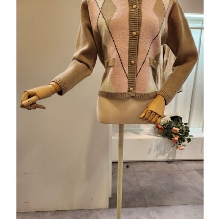 컬러 다이아 니트 가디건