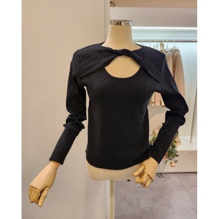 꼬임 슬릿 골지 니트