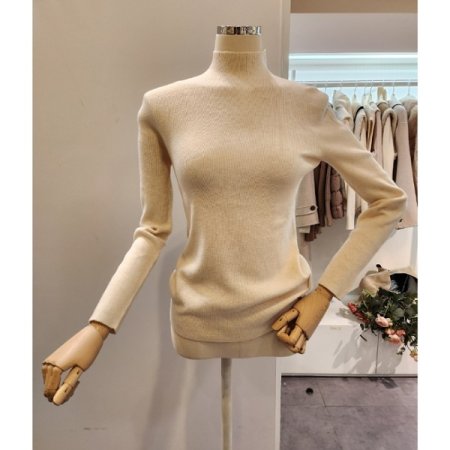 슬림핏 반목 골지 니트