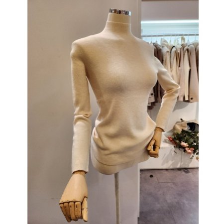 슬림핏 반목 골지 니트