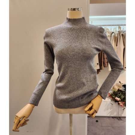 슬림핏 반목 골지 니트