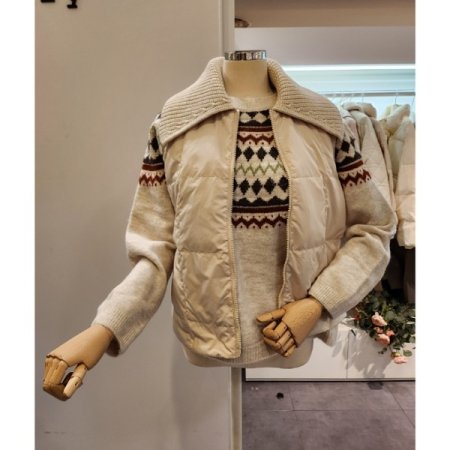 니트 카라 덕 다운 패딩조끼