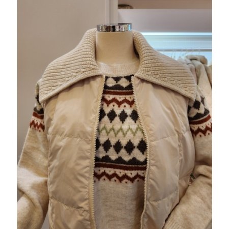 니트 카라 덕 다운 패딩조끼